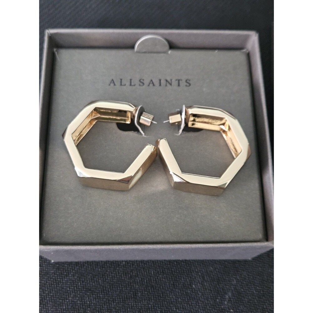 Allsaints Clara Hoop Earrings - Hexagon Bolt MSRP $70
